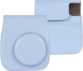 Andoer Instant Camera Storage Case Camera Bag PU Leather Magnetic Buckle with Shoulder Strap Compatible with Fujifilm Instax Mini 12/11/9/8, azul