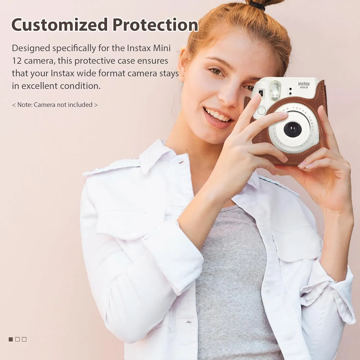 Andoer Instant Camera Storage Case Camera Bag PU Leather Magnetic Buckle with Shoulder Strap Compatible with Fujifilm Instax Mini 12/11/9/8, azul