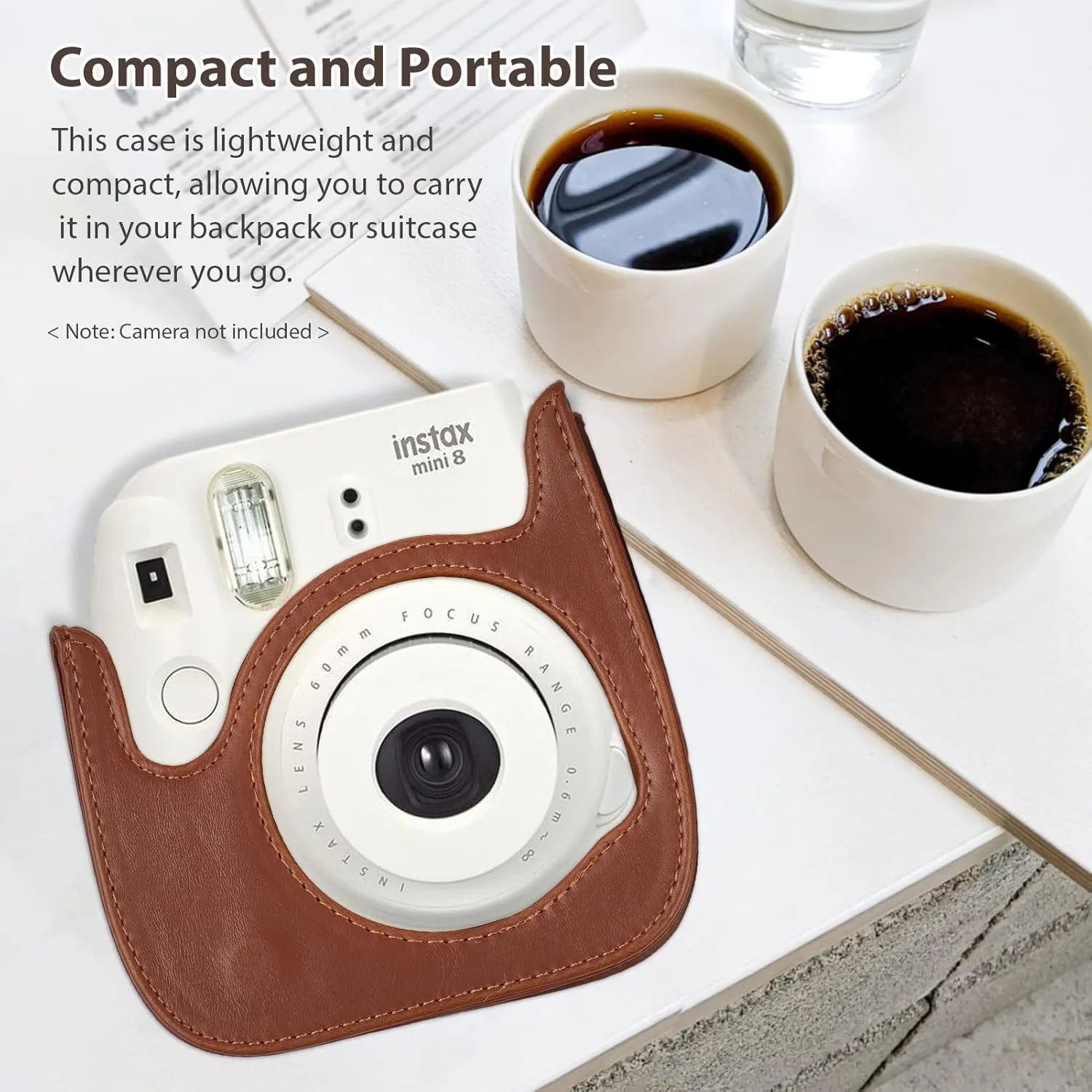 Andoer Instant Camera Storage Case Camera Bag PU Leather Magnetic Buckle with Shoulder Strap Compatible with Fujifilm Instax Mini 12/11/9/8, azul