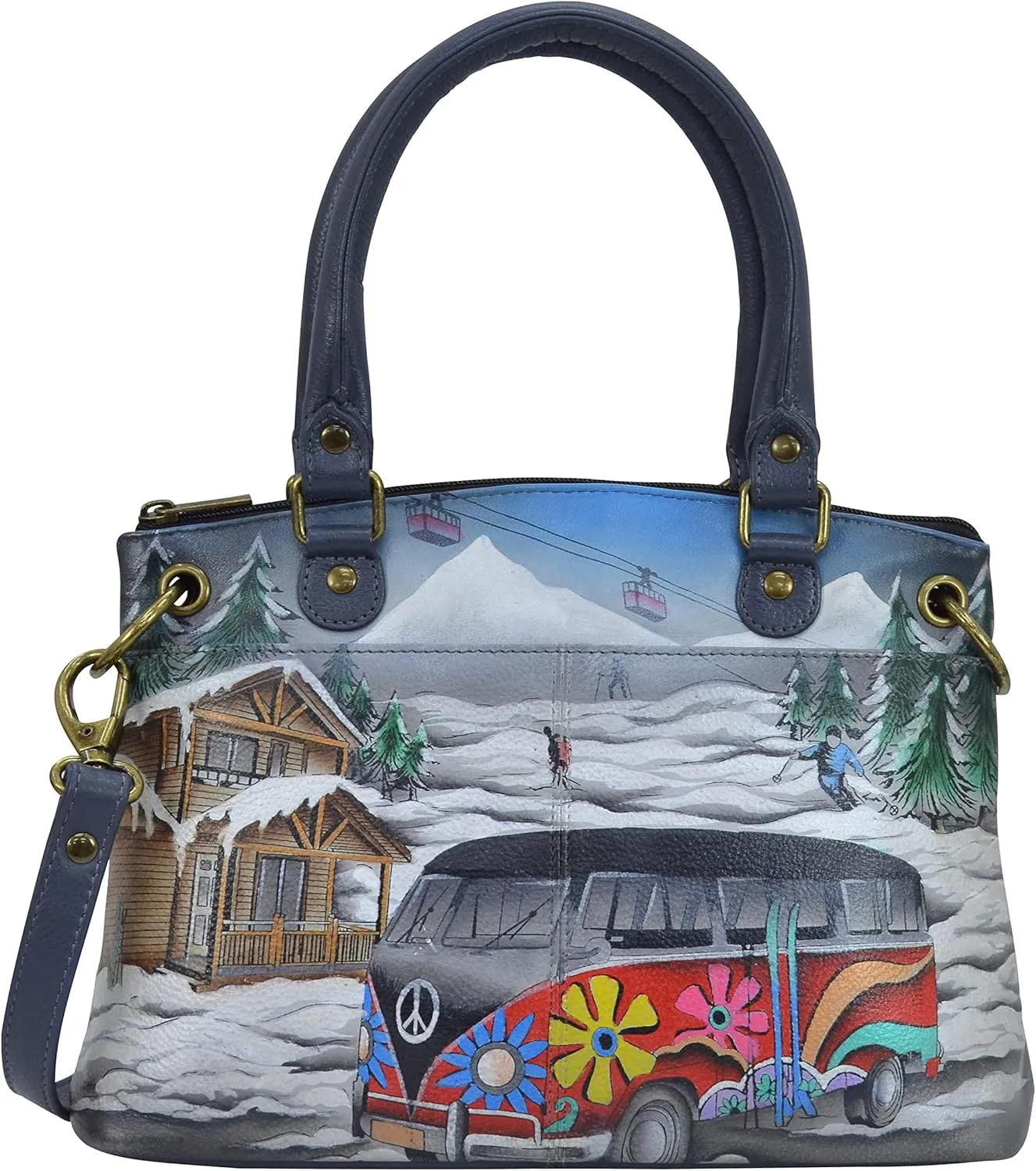 Anna by Anuschka Women's Original Genuine Leather Hand-Painted Small Satchel - Leather Handbag for Women