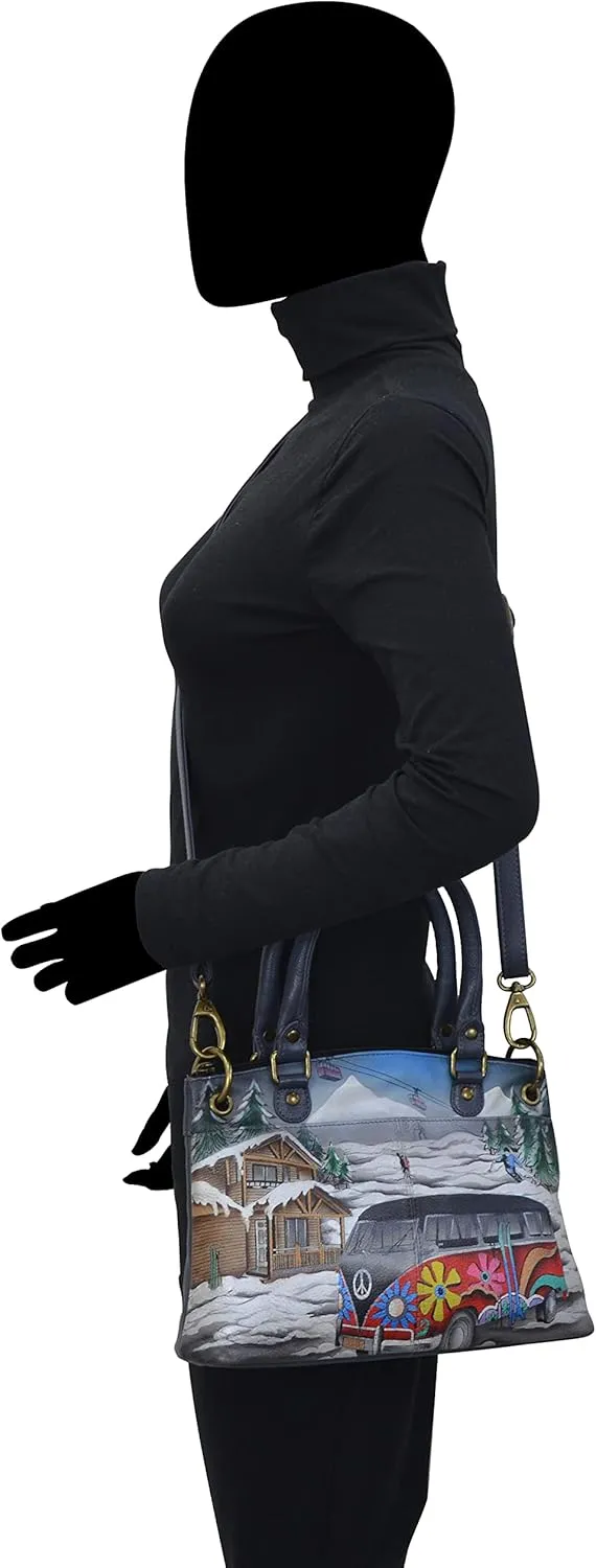 Anna by Anuschka Women's Original Genuine Leather Hand-Painted Small Satchel - Leather Handbag for Women