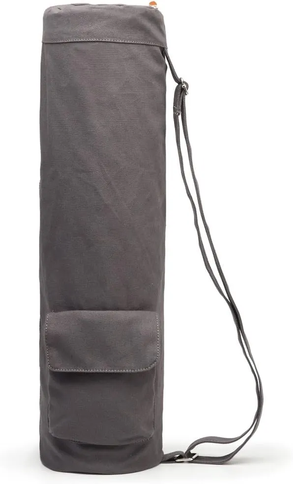 Canvas Yoga Mat Bag with Adjustable Strap & Pockets, Full-Zip Travel Gym Tote for Women & Men, Fits 1/4" & 1/3" Thick Mats, Lightweight Carrier for Yoga, Workout, Outdoor Use