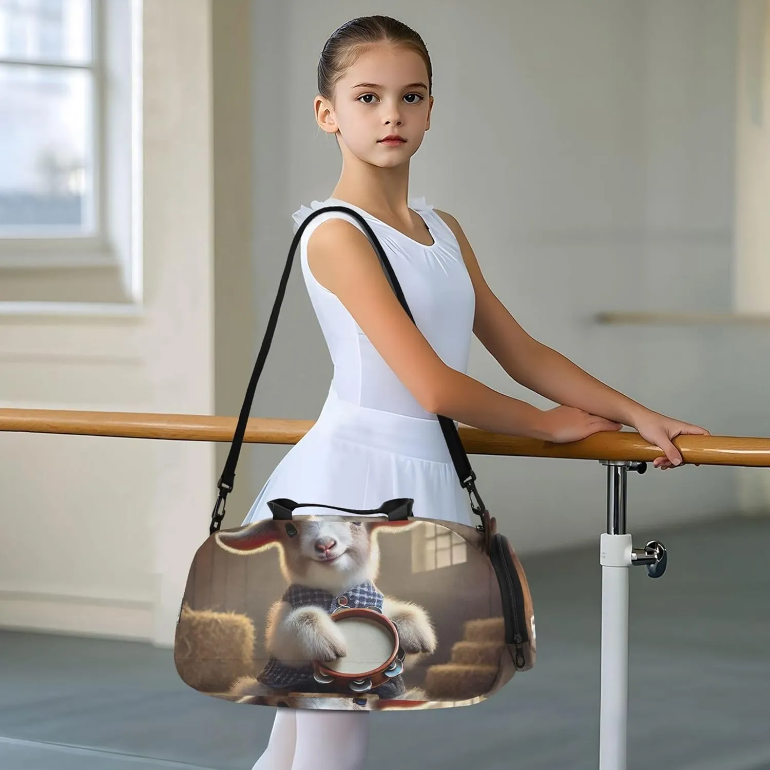 Carry on Duffel for Boys Weekender Overnight Duffle Bags for Traveling Tote Sports Duffle Bag Rustic Lamb Drummer Art