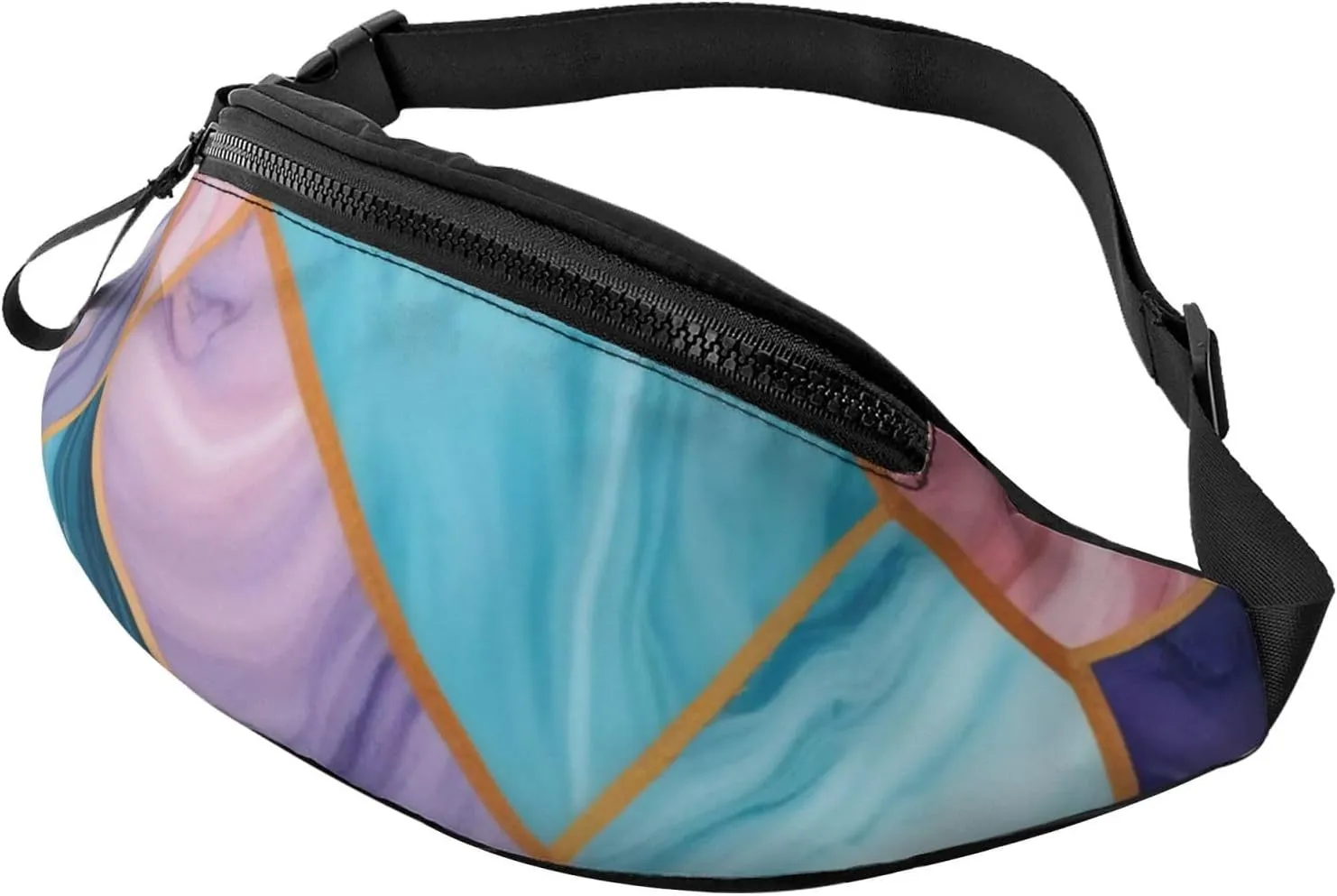 Casual Colorful Marble Pastel Blue Purple Printed Fanny Pack,Crossbody Fanny packs for women Men Waist Bag for Running Travel