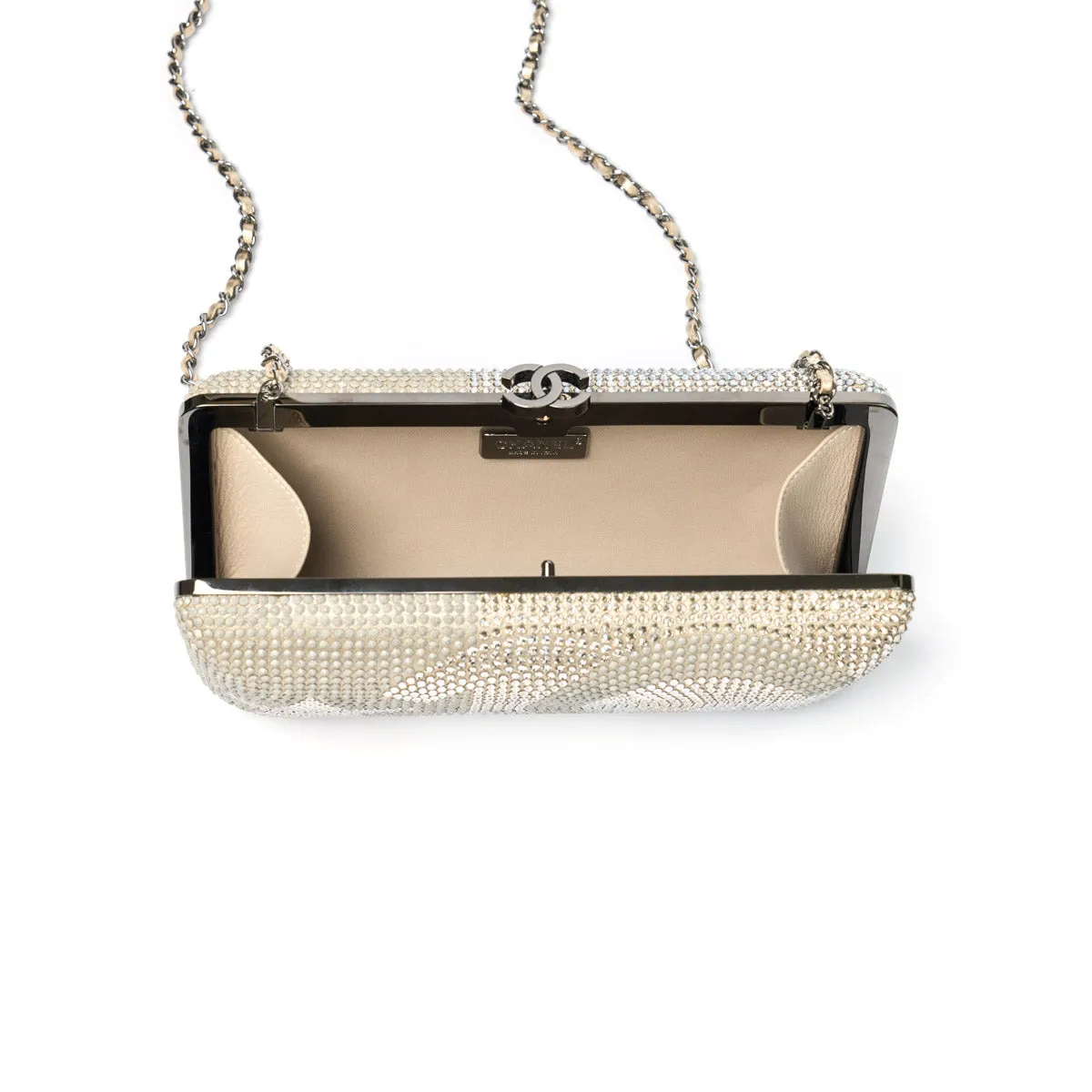 CHANEL Metallized Lambskin Embellished with Strass Paris-Dallas Clutch