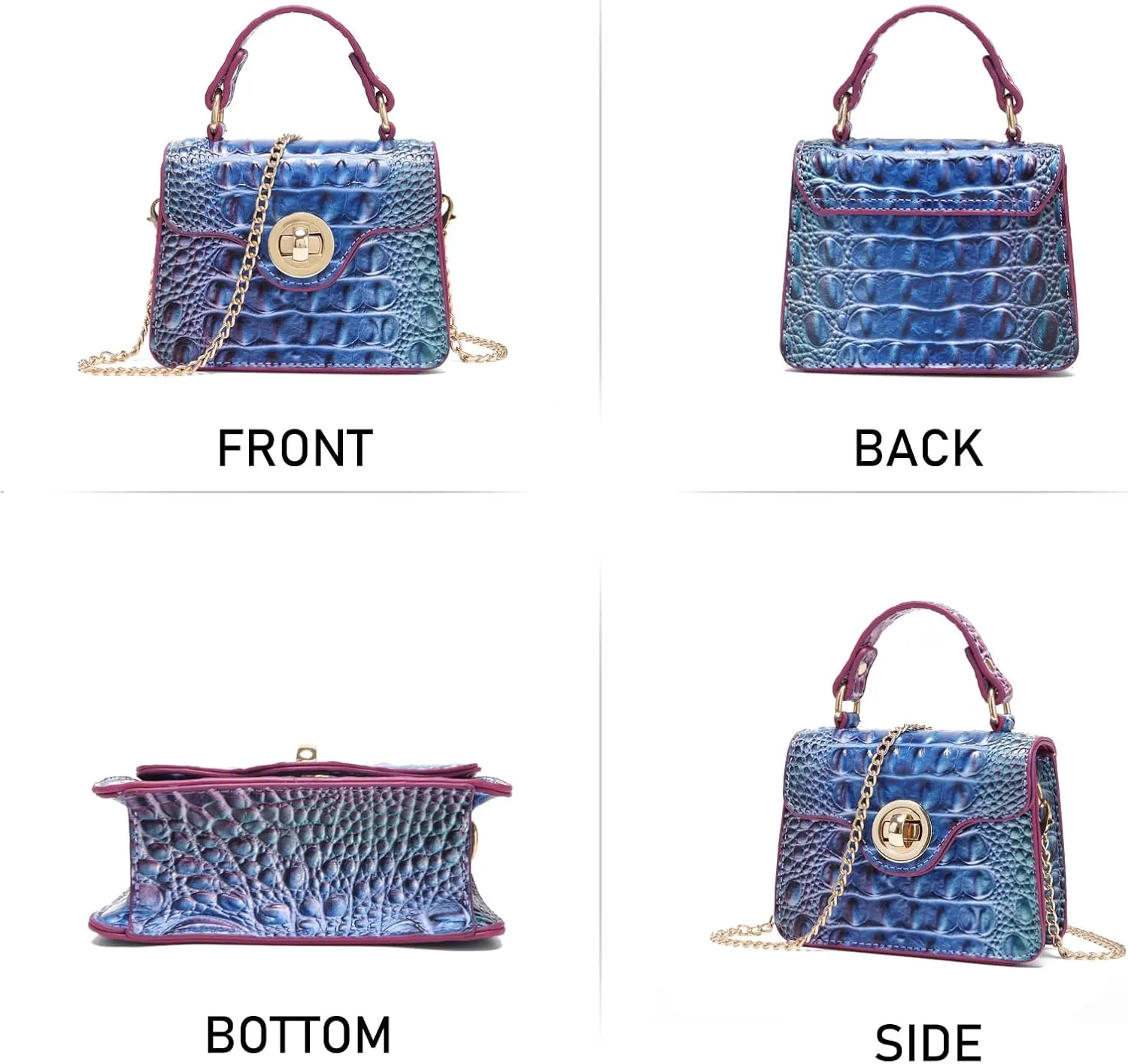 Chic Women Crocodile Leather bags Mini Top-Handle Clutch Compact Evening Bag Stylish Accessory for Essentials