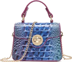 Chic Women Crocodile Leather bags Mini Top-Handle Clutch Compact Evening Bag Stylish Accessory for Essentials