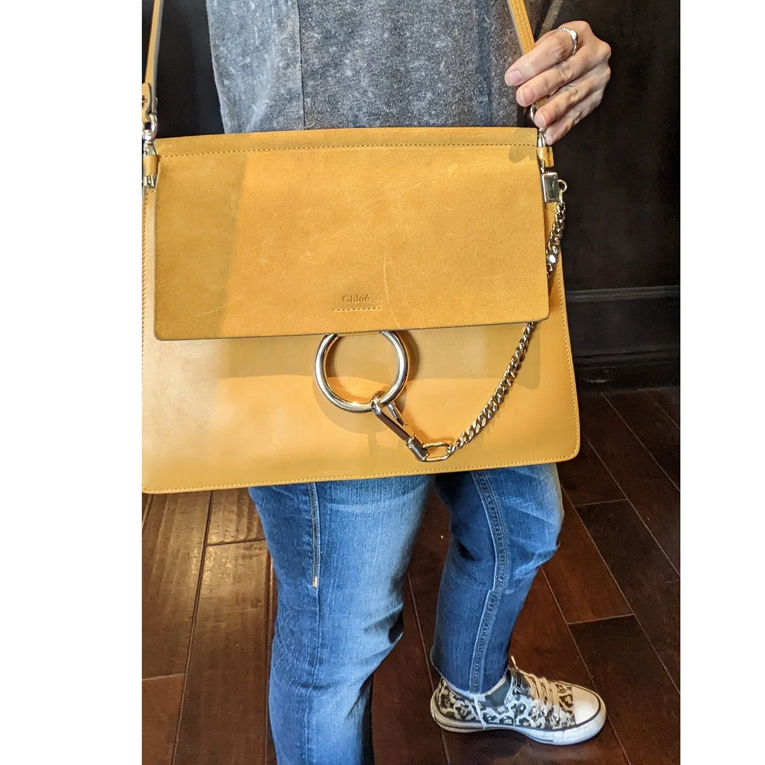 Chloé Medium Leather Suede Faye Shoulder Bag