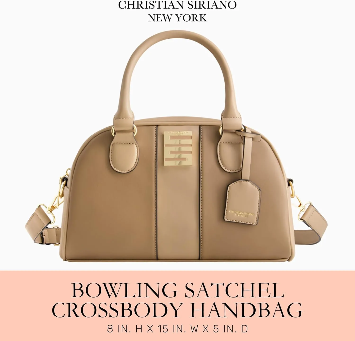 Christian Siriano New York Women's Satchel Bag Purse, Milano Bowling Crossbody Handbag with Adjustable Shoulder Strap