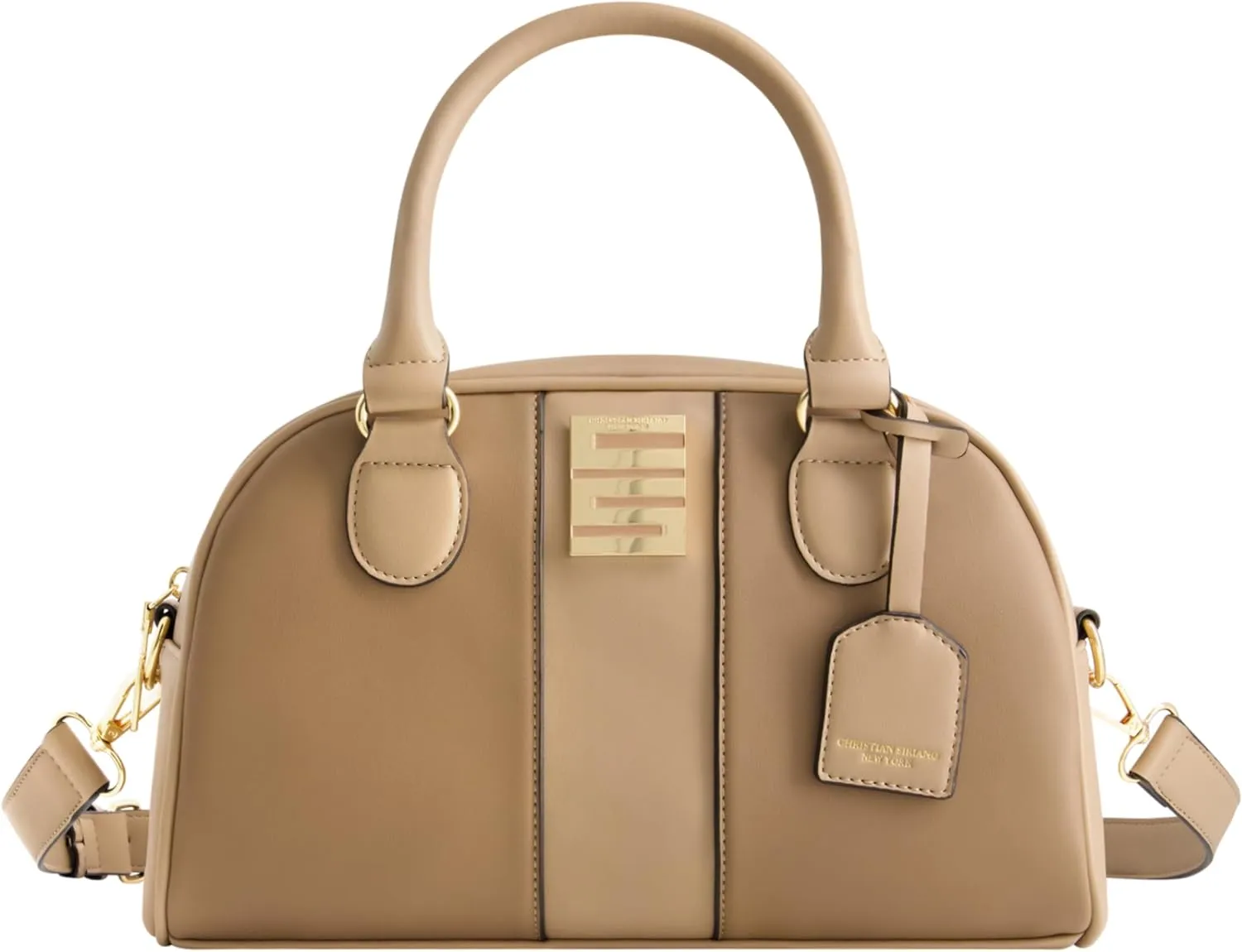 Christian Siriano New York Women's Satchel Bag Purse, Milano Bowling Crossbody Handbag with Adjustable Shoulder Strap