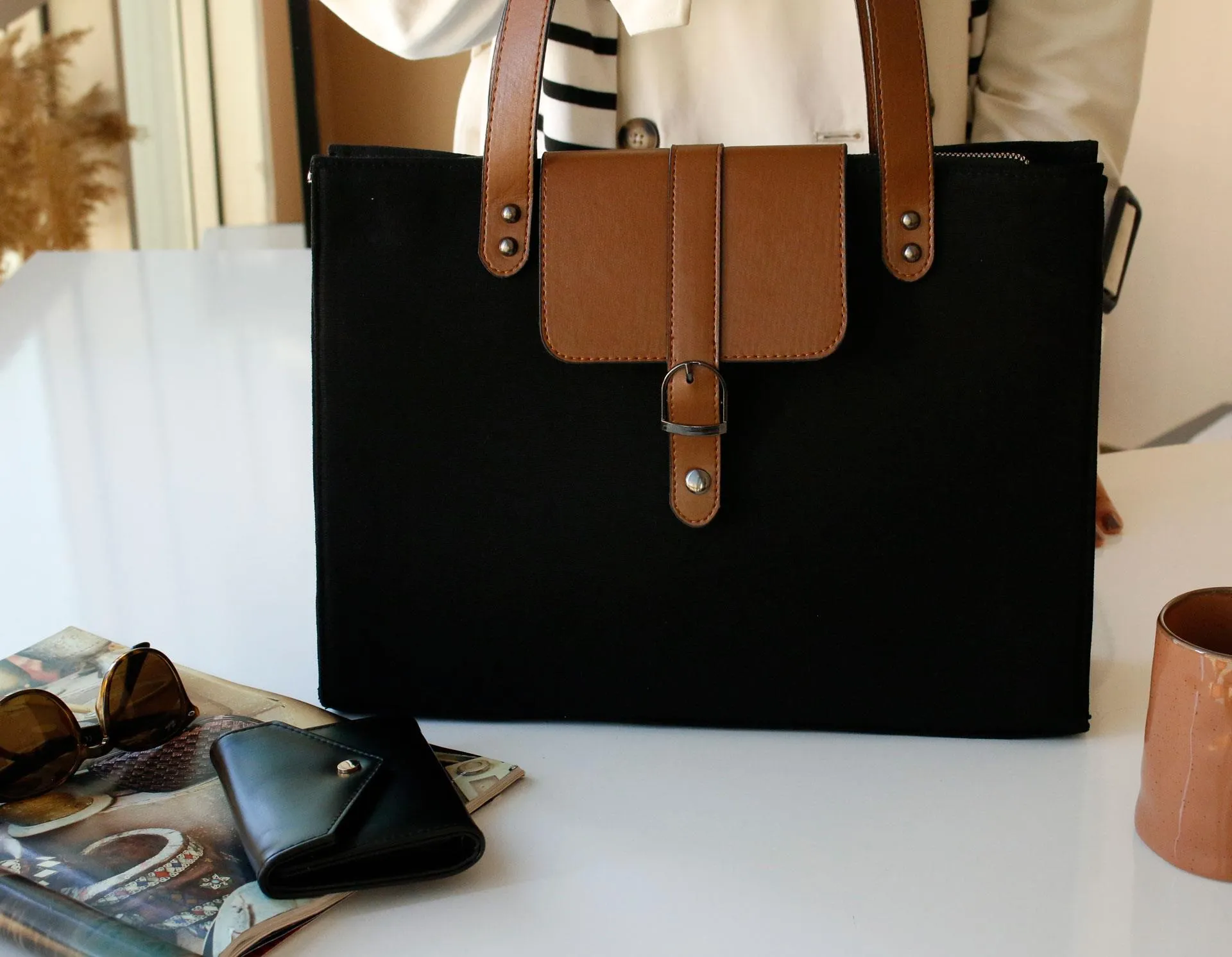 City Kanvas&Vintage Uyumlu Siyah Kol Çantası