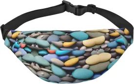Colored Pebbles Adjustable Belt Hip Bum Bag Fashion Water Resistant Hiking Waist Bag for Traveling Casual Running Hiking Cycling