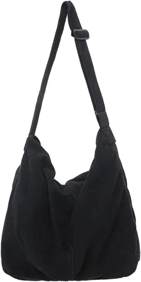Corduroy Shoulder Bag for Women Men Large Capacity Crossbody Bag Minimalist Tote Commuting Handbag Purse