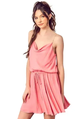 Cowl Neck Beaded Strap Dress