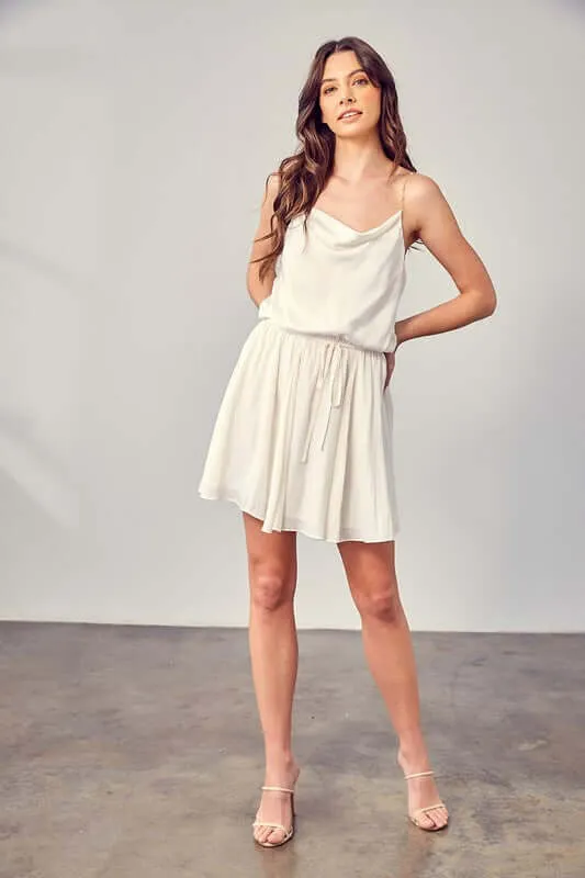 Cowl Neck Beaded Strap Dress