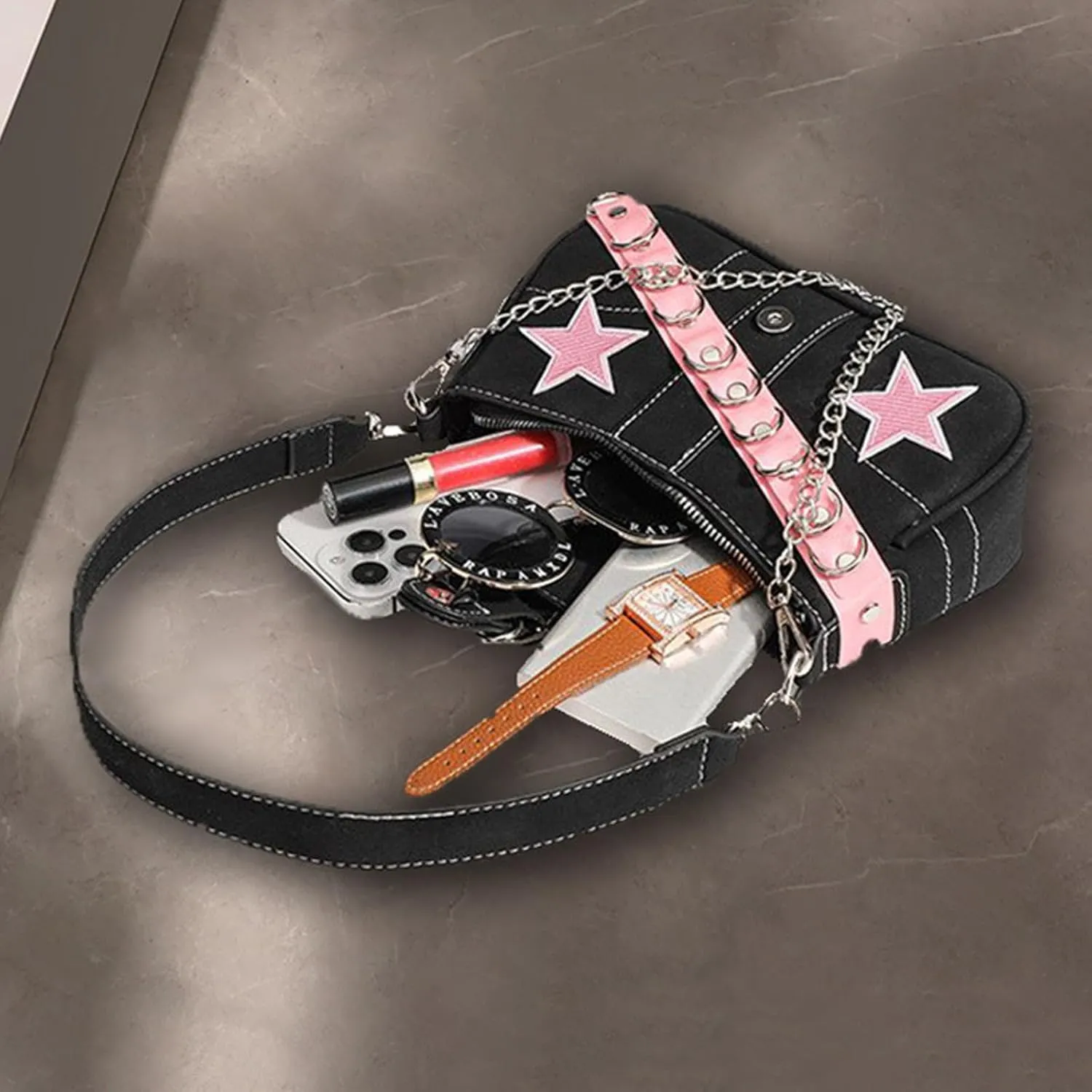 Cute Y2k Purse, Hand Bag Star Pattern Y2k Accessories Punk Style for Women Vintage Bag