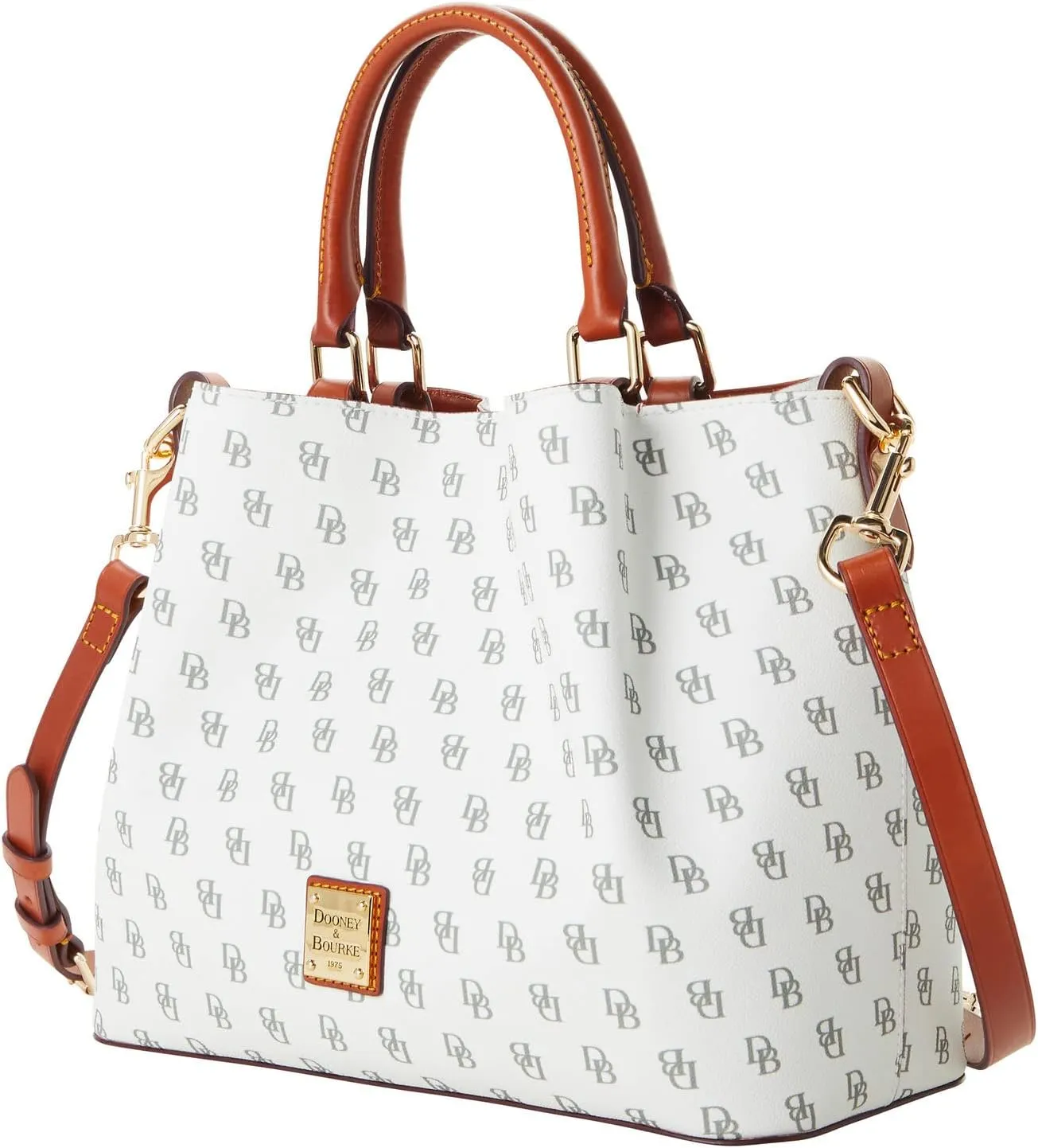 Dooney & Bourke Women's Gretta Brenna Satchel in Coated Cotton, Large Handbag with Adjustable & Detachable Shoulder Strap