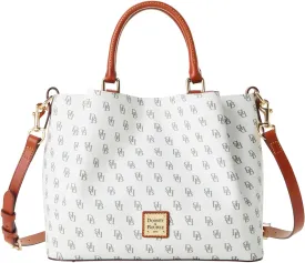 Dooney & Bourke Women's Gretta Brenna Satchel in Coated Cotton, Large Handbag with Adjustable & Detachable Shoulder Strap