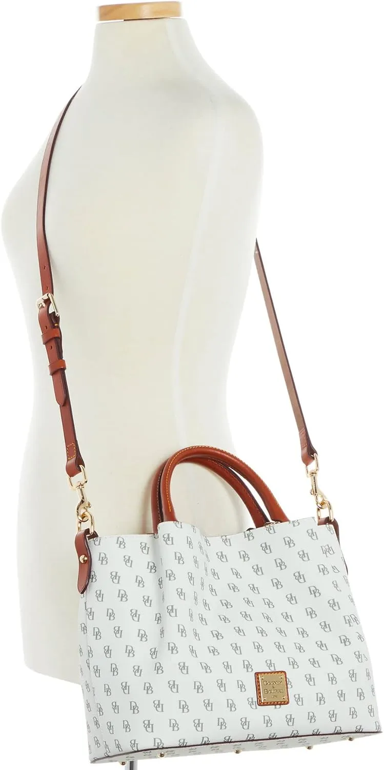 Dooney & Bourke Women's Gretta Brenna Satchel in Coated Cotton, Large Handbag with Adjustable & Detachable Shoulder Strap
