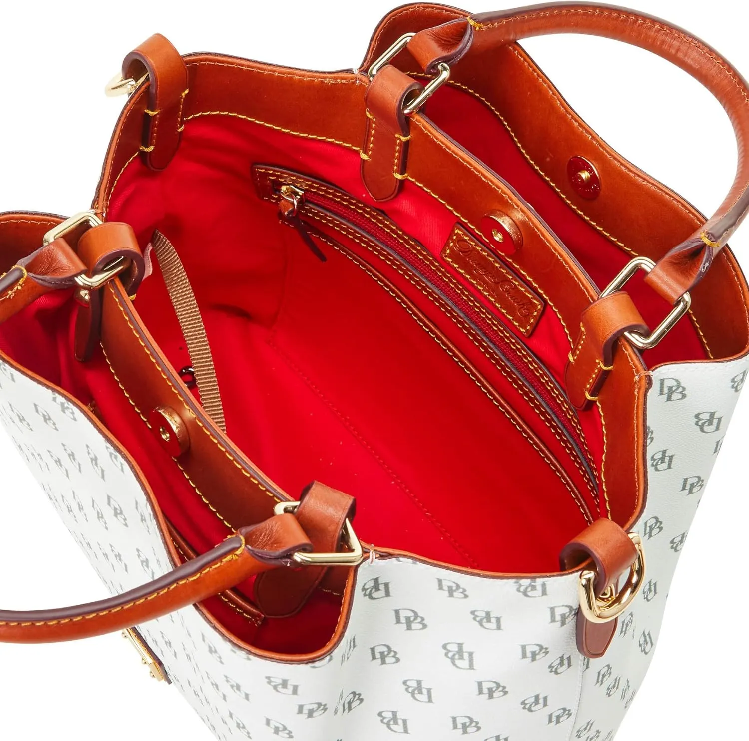 Dooney & Bourke Women's Gretta Brenna Satchel in Coated Cotton, Large Handbag with Adjustable & Detachable Shoulder Strap