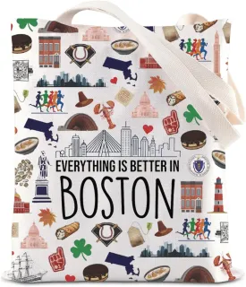 ENSIANTH Bookish Gift Everything is Better in Boston Tote Bag Romance Reading Lover Shoulder Bag CH Book Club Gift