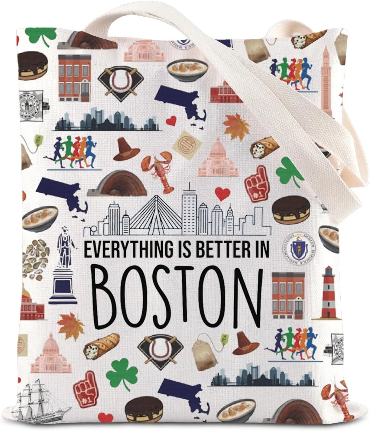 ENSIANTH Bookish Gift Everything is Better in Boston Tote Bag Romance Reading Lover Shoulder Bag CH Book Club Gift