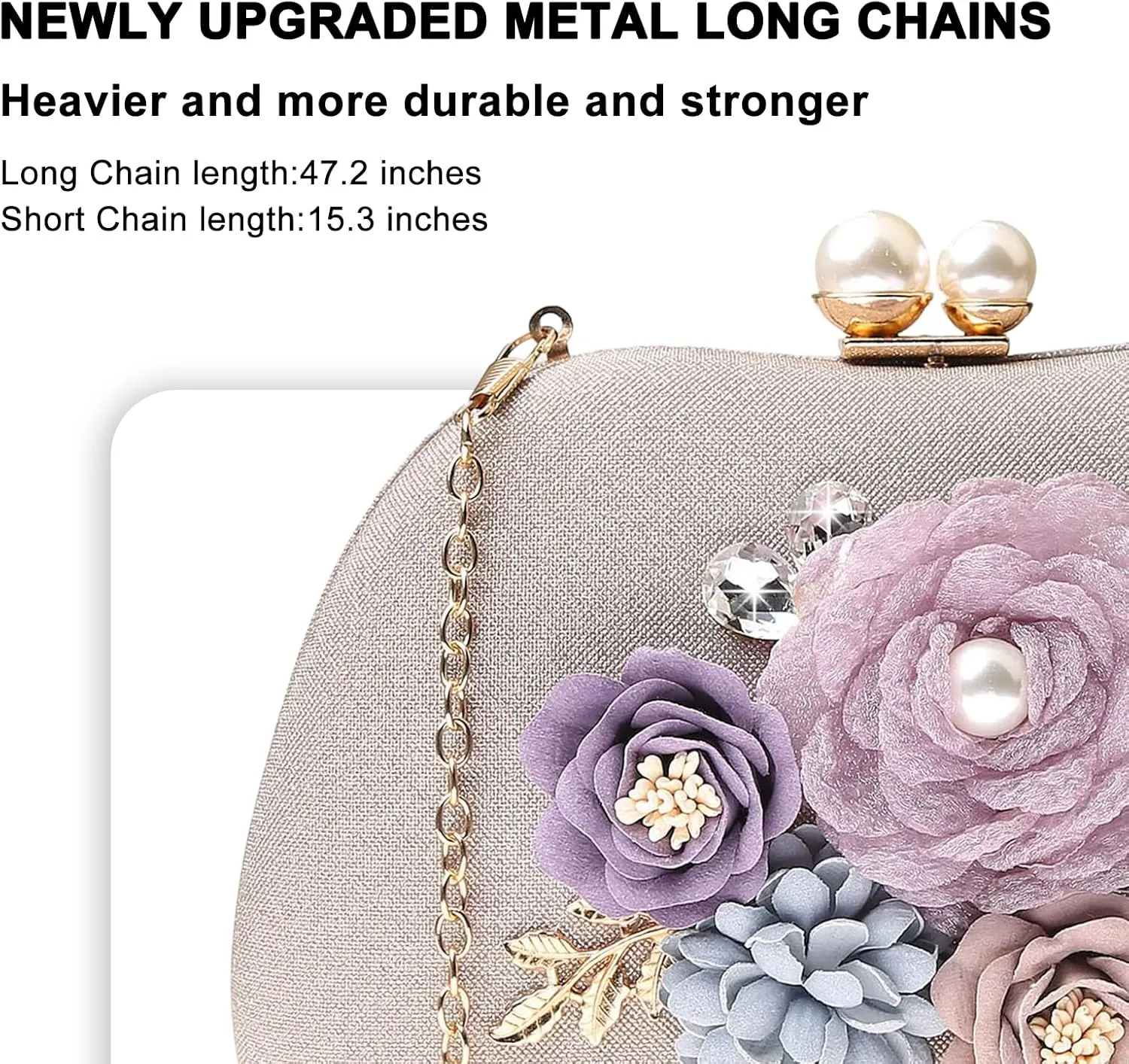 Evening HandBags for Women Flower Wedding Clutch Purse Satin Floral Ladies Party Crossbody Bag