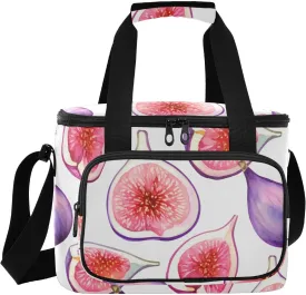Fig Fruit White Insulated Cooler Bag for Women Men Leakproof 24 Can Camping Car Cooler for Grocery Office