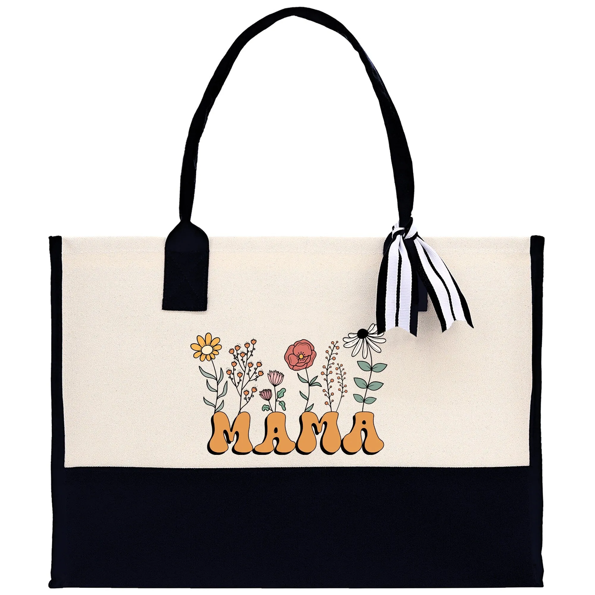 Floral Mama Cotton Canvas Tote Bag Mom Gift Mom Bag Mom Shopping Bag New Mom Gift Best Mom Ever Bag Boy Girl Mama Tote