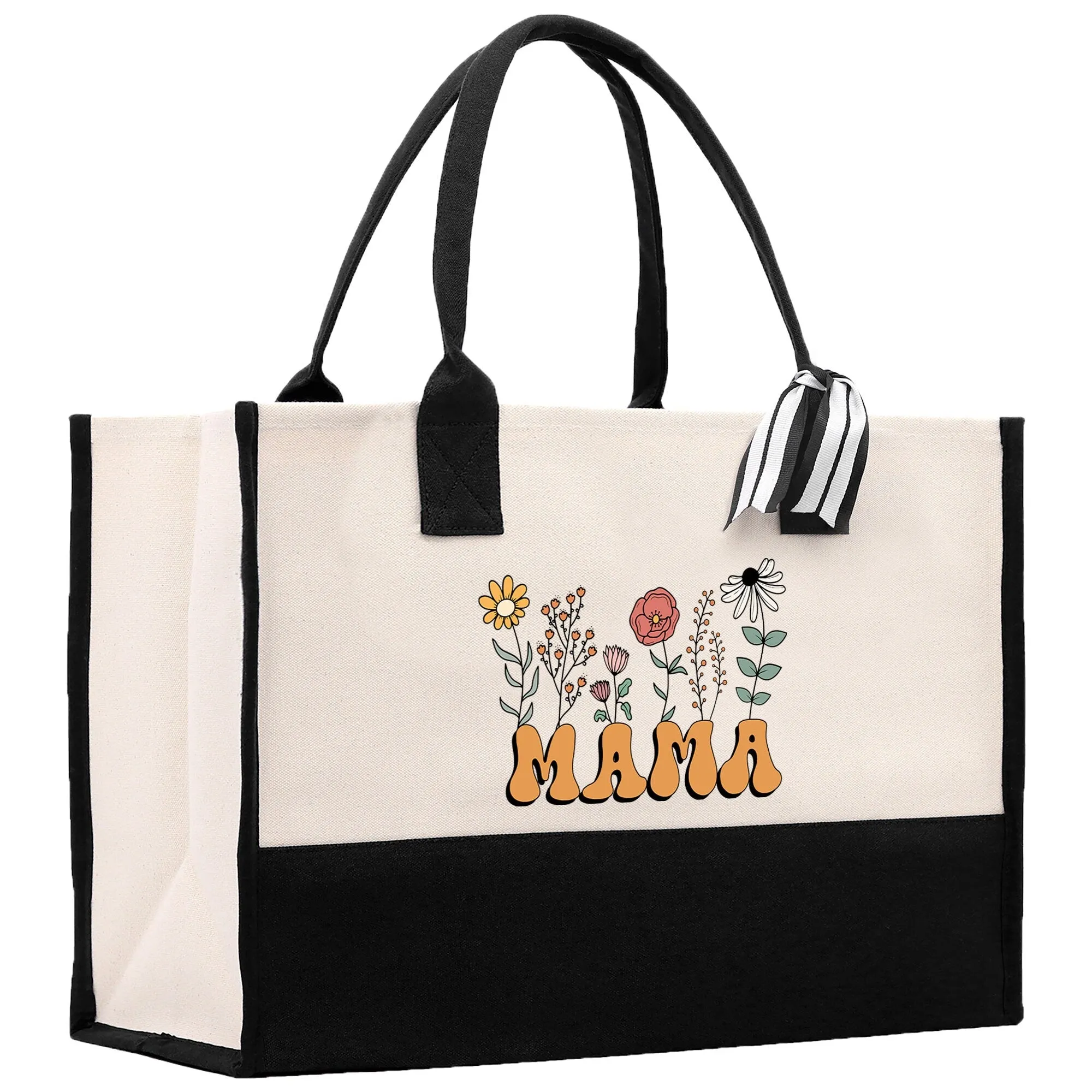 Floral Mama Cotton Canvas Tote Bag Mom Gift Mom Bag Mom Shopping Bag New Mom Gift Best Mom Ever Bag Boy Girl Mama Tote