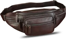 Genuine Leather Fanny Pack for Women and Men Vintage Handmade Leather Waist Bag Sling Bag Sling Backpack Purse Crossbody Bag (Coffee)