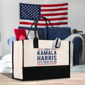 Kamala Harris 2024 Cotton Canvas Tote Bag Kamala Harris Supporter Bag Madam President Tote Gift for Harris Supporter (KHTB1001)