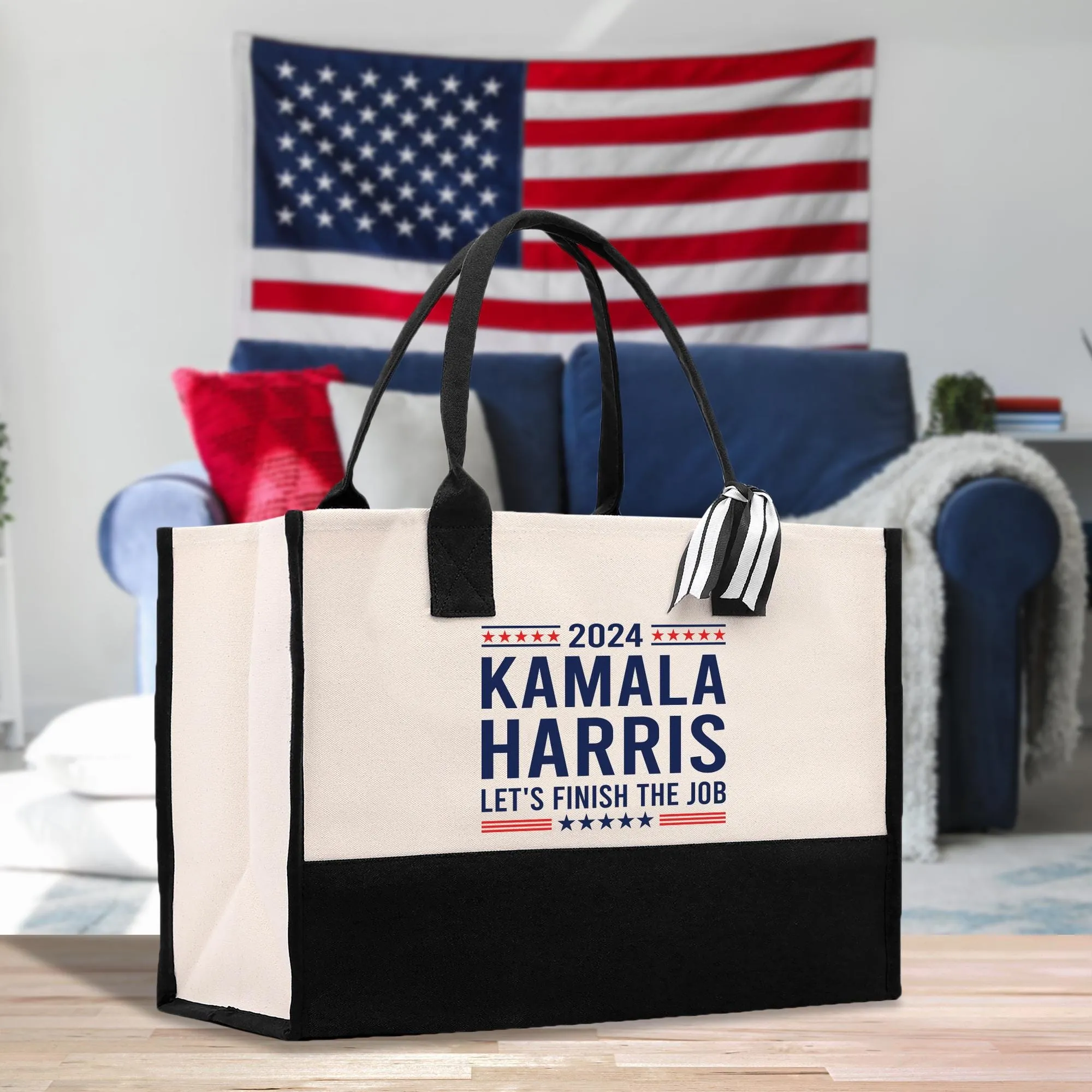 Kamala Harris 2024 Cotton Canvas Tote Bag Kamala Harris Supporter Bag Madam President Tote Gift for Harris Supporter (KHTB1001)