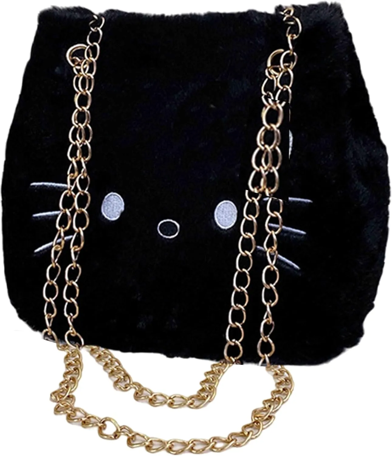 Kawaii Cat Shoulder Bag for Women Girls, Cute Plush Crossbody Purse with Adjustable Metal Strap, Gift for Women Girls