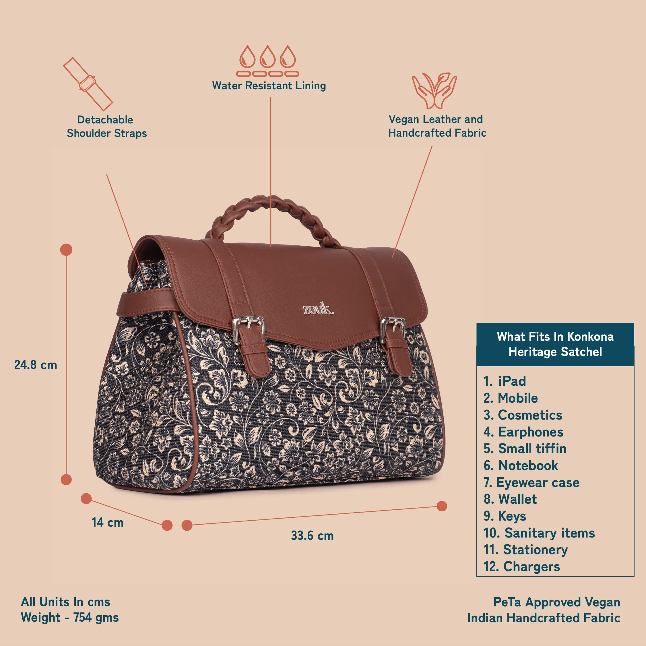 Konkona Heritage Satchel Bag - FloMotif