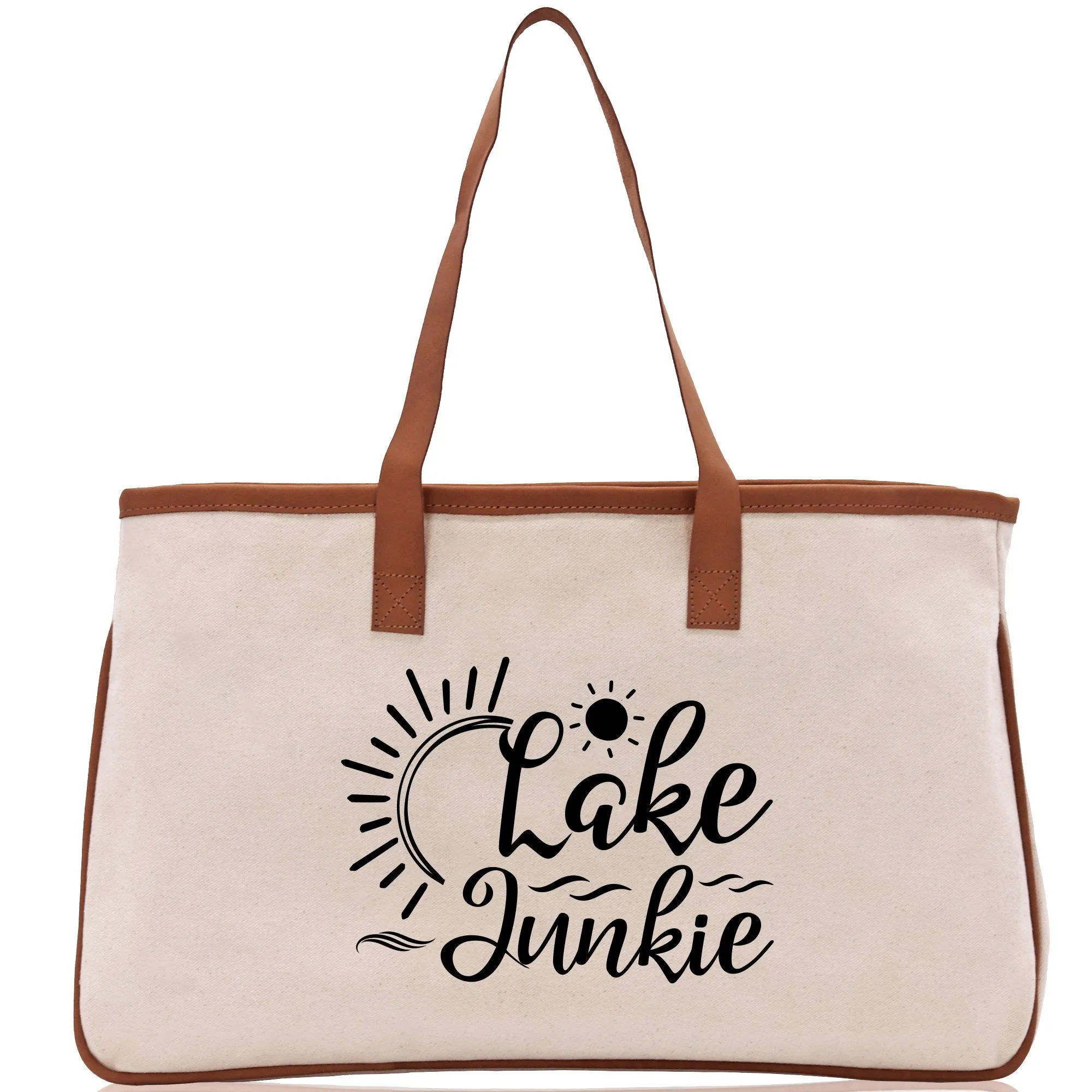 Lake Junkie Cotton Canvas Chic Tote Bag Camping Tote Lake Lover Gift Tote Bag Outdoor Tote Weekender Tote Laker Tote Multipurpose Tote
