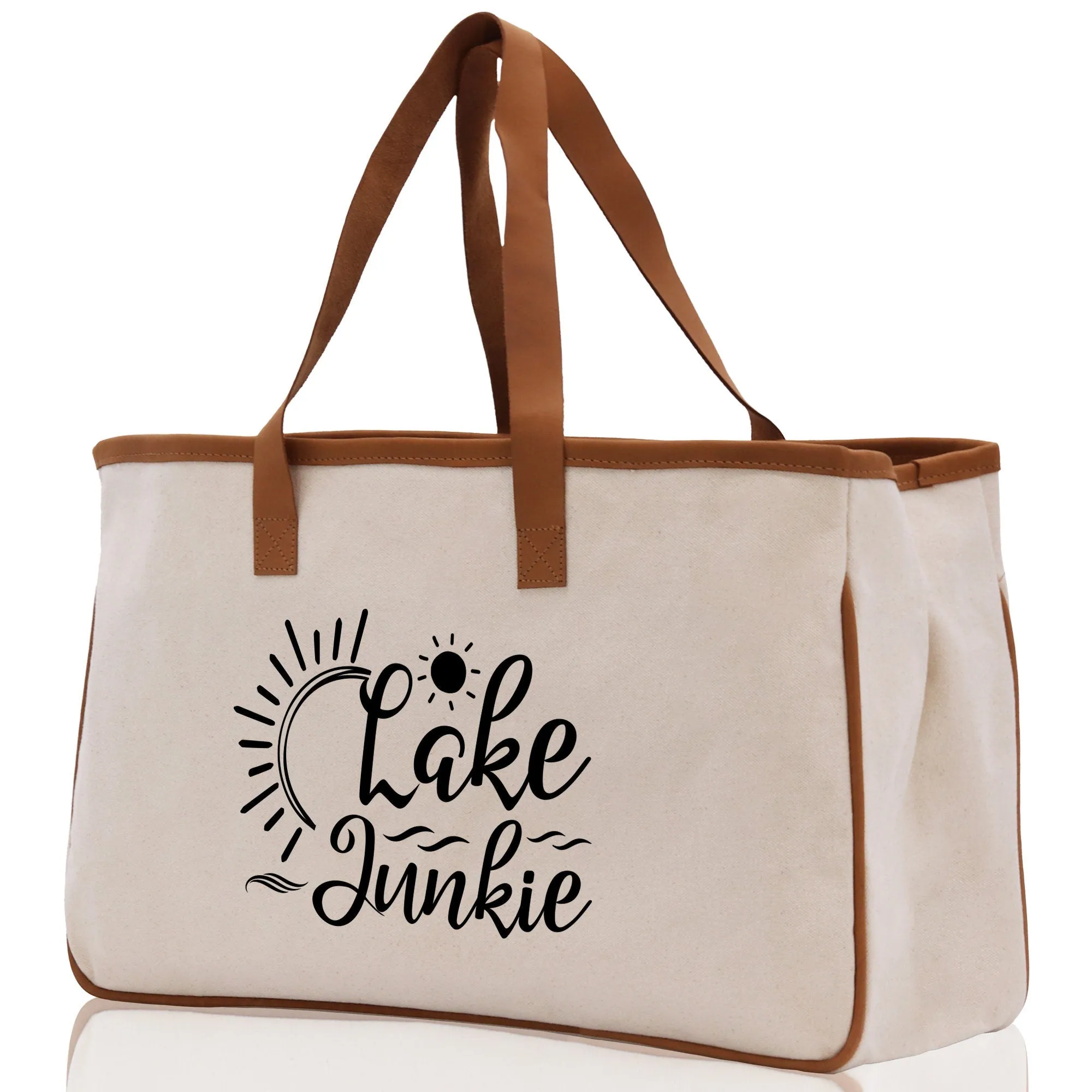 Lake Junkie Cotton Canvas Chic Tote Bag Camping Tote Lake Lover Gift Tote Bag Outdoor Tote Weekender Tote Laker Tote Multipurpose Tote