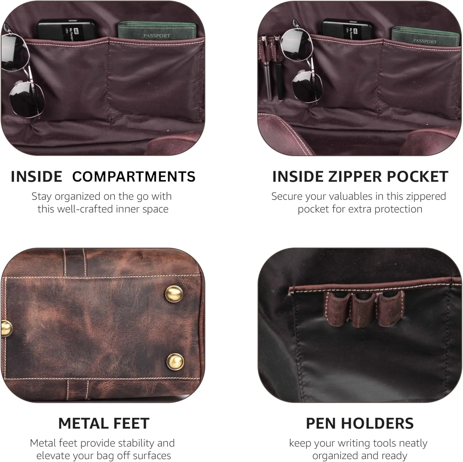 Leather Village Premium Leather Duffel Bags for Men & Women-Stylish Travel Weekender Carry-On Sports Gym Overnight Luggage Bag - 24 Inch - Rustic Brown