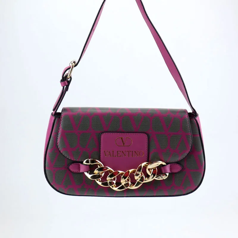 Medium V Logo Chain Leather Shoulder Bag- AR# 2017-#22