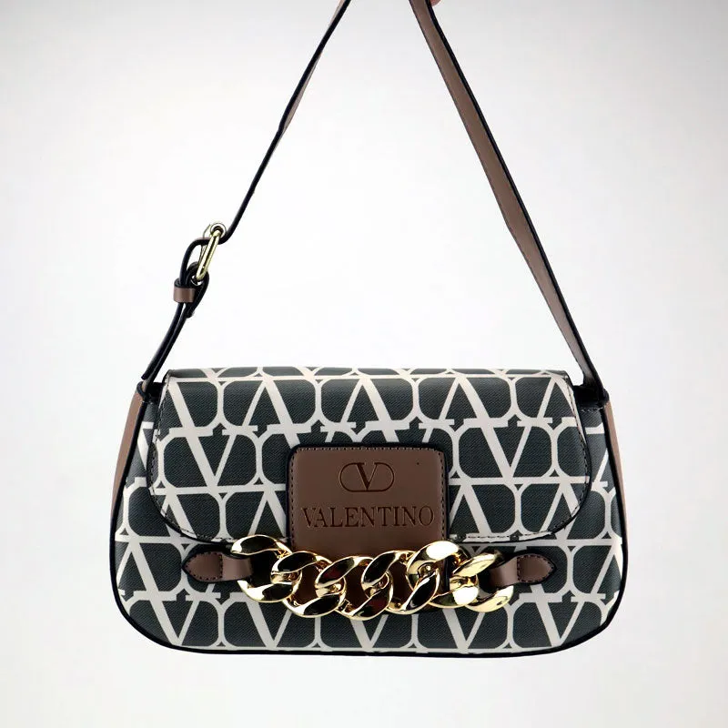 Medium V Logo Chain Leather Shoulder Bag- AR# 2017-#22