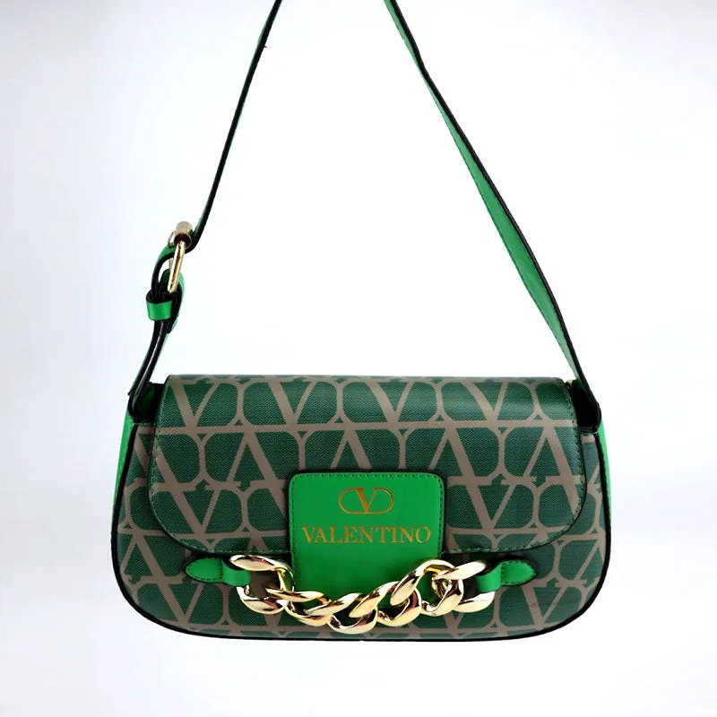 Medium V Logo Chain Leather Shoulder Bag- AR# 2017-#22
