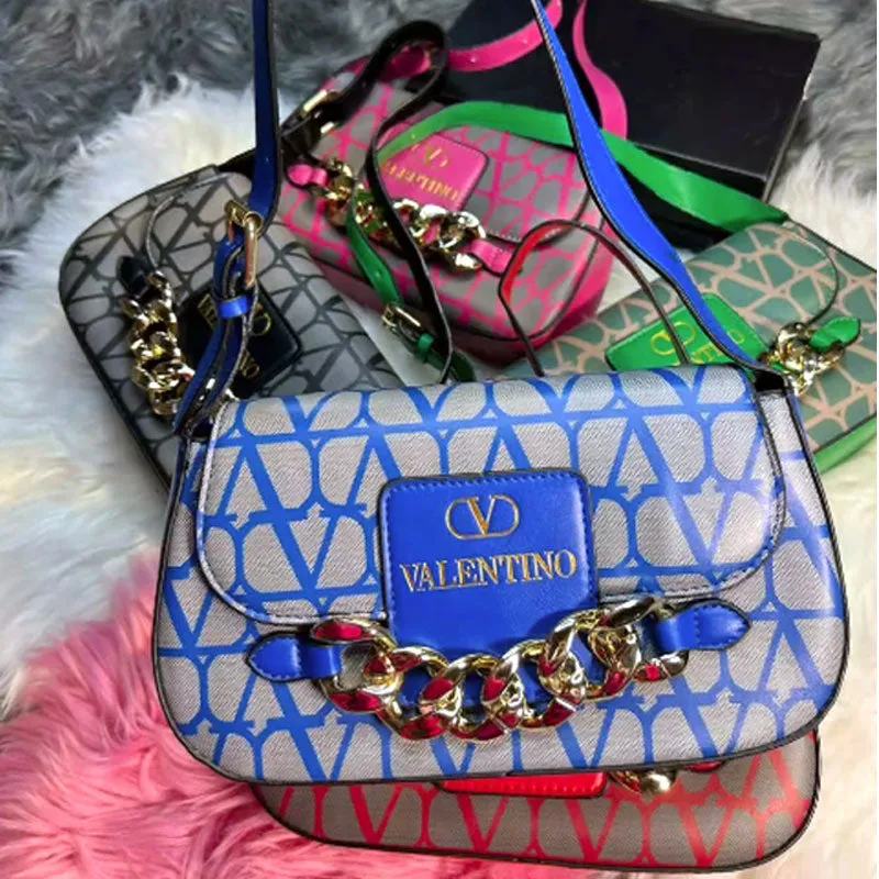Medium V Logo Chain Leather Shoulder Bag- AR# 2017-#22