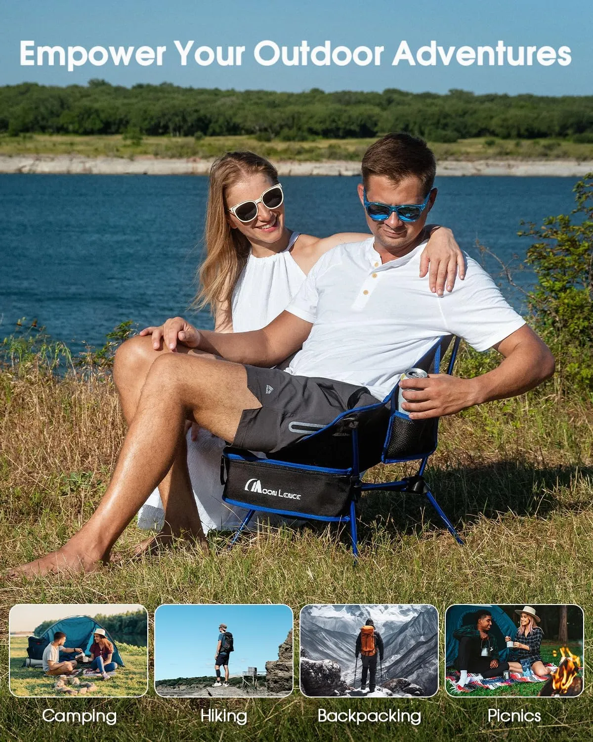 MOON LENCE Portable Camping Chair, Backpacking Chair, Ultralight & Compact, 400 lbs Capacity, for Outdoor Camp, Travel, Beach, Picnic, Hiking