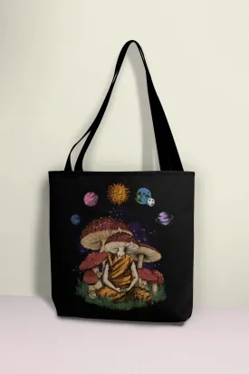 Mushroom Tote Bag, Mushroom Bag, Sunflower Tote Bag, Cottagecore Lovers Gifts, Dark Academia Reusable, Hippie Canvas Bag, Psychedelic Gift