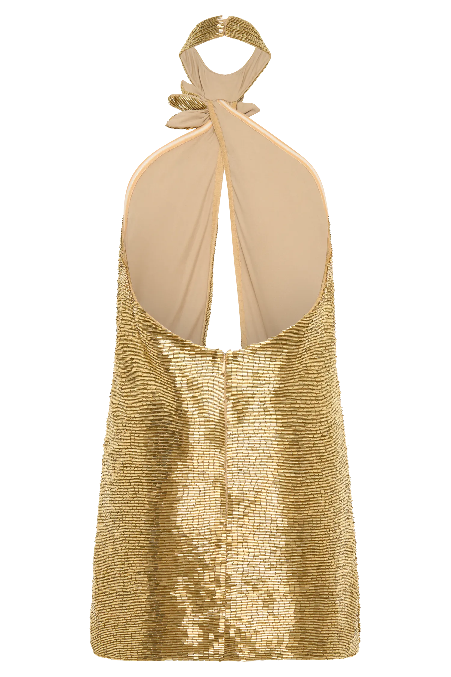 Nylah Beaded Halter Mini Dress - Gold