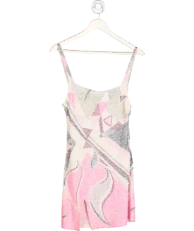 oceanus Multicoloured Sofia Handed Beaded Mini Dress UK XS