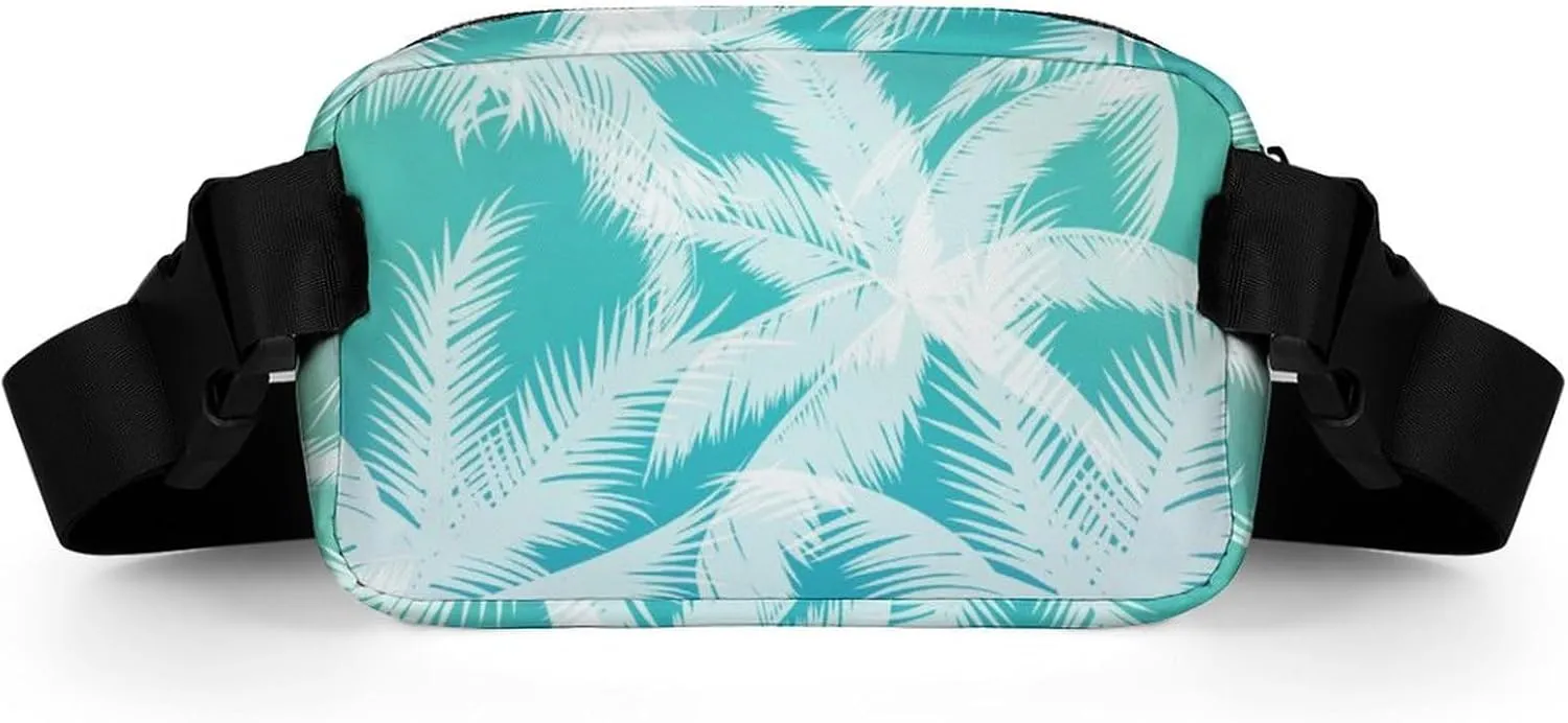 Palm Tree Leaves Belt Bag Fanny Pack for Women Men Tropical Summer Crossbody Waist Bag Pack Adjustable Casual Bag for Travel Running Workout Cycling