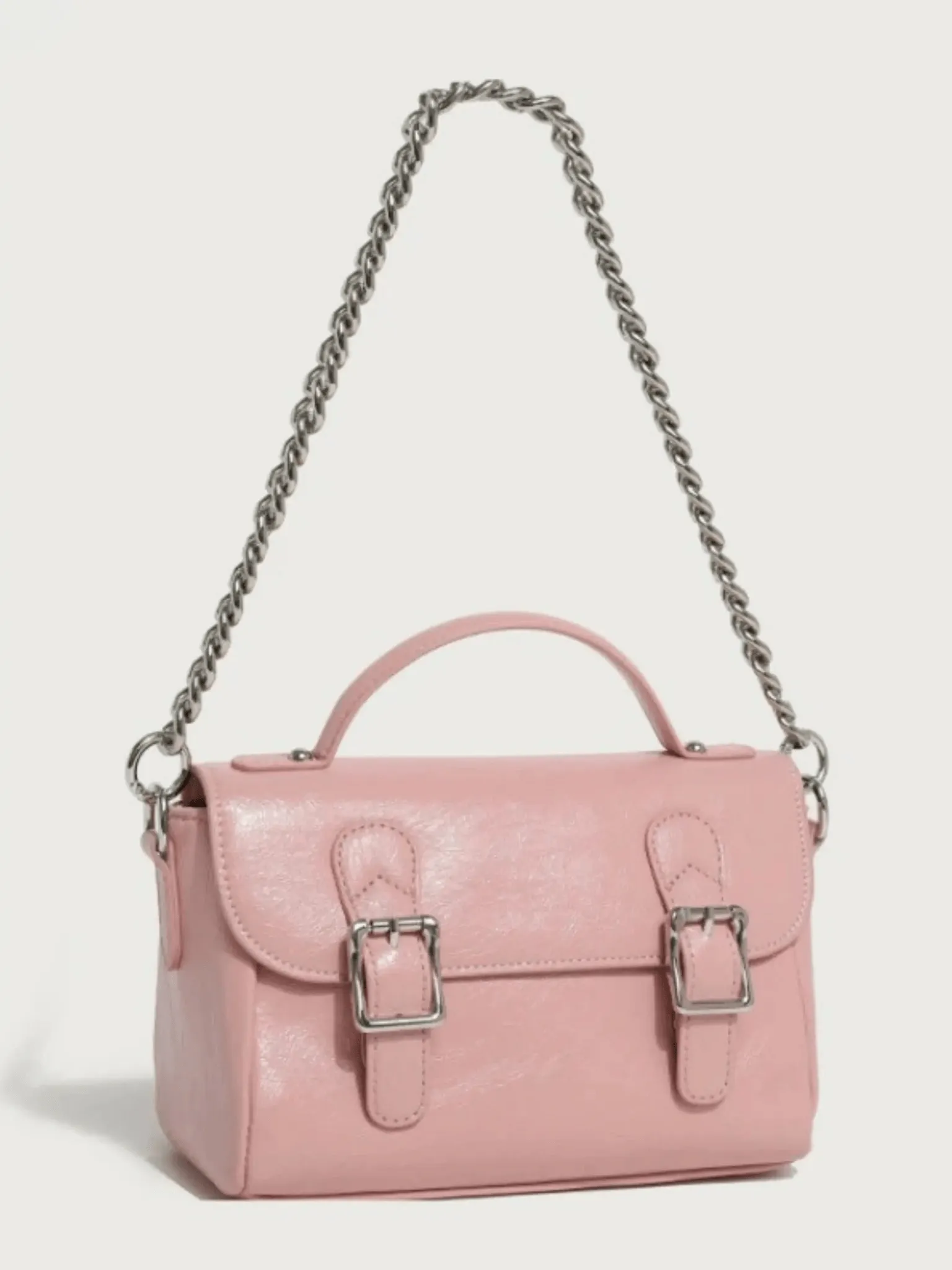 Peyton | Chic Satchel Bag with Buckle and Chain Detail