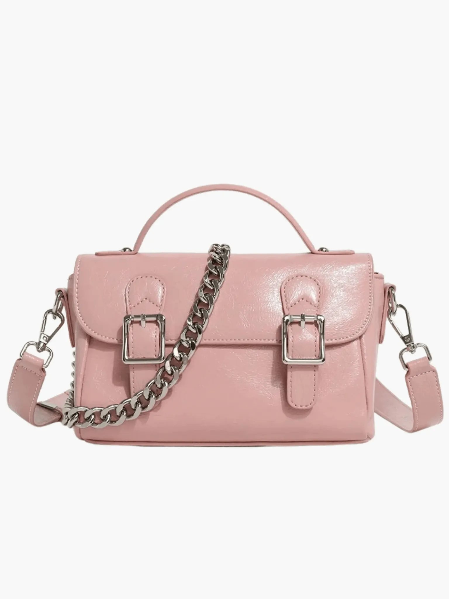 Peyton | Chic Satchel Bag with Buckle and Chain Detail