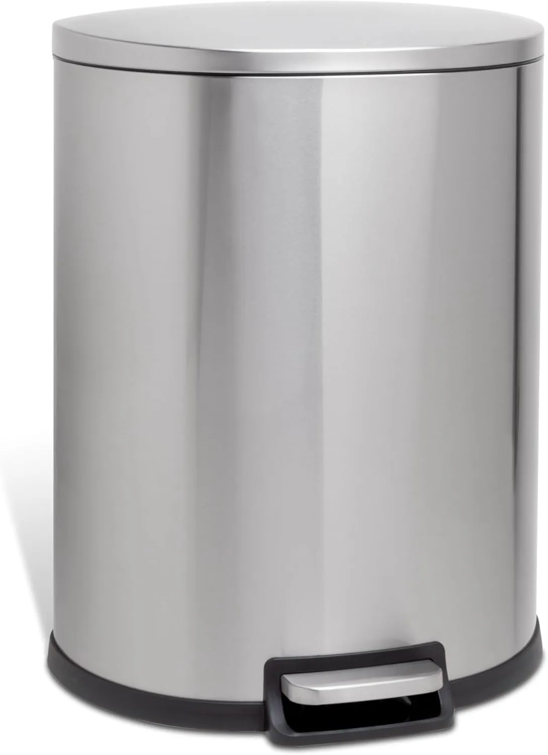 QUALIAZERO 50L Stainless Steel Step-On Trashcan with Soft Close Lid, Hands-Free Operation, Ideal for Kitchens, Offices & Commercial Spaces, D Shape